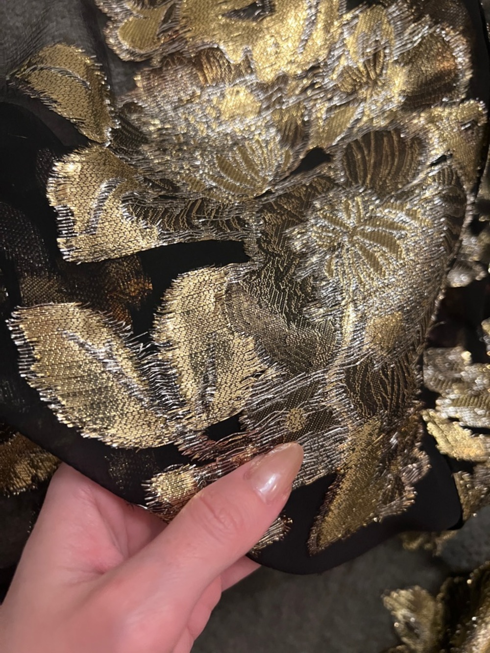 😮Saint Laurent Black Floral Silk Jacquard Mini Flared Dress - 40 - Picture 12 of 13